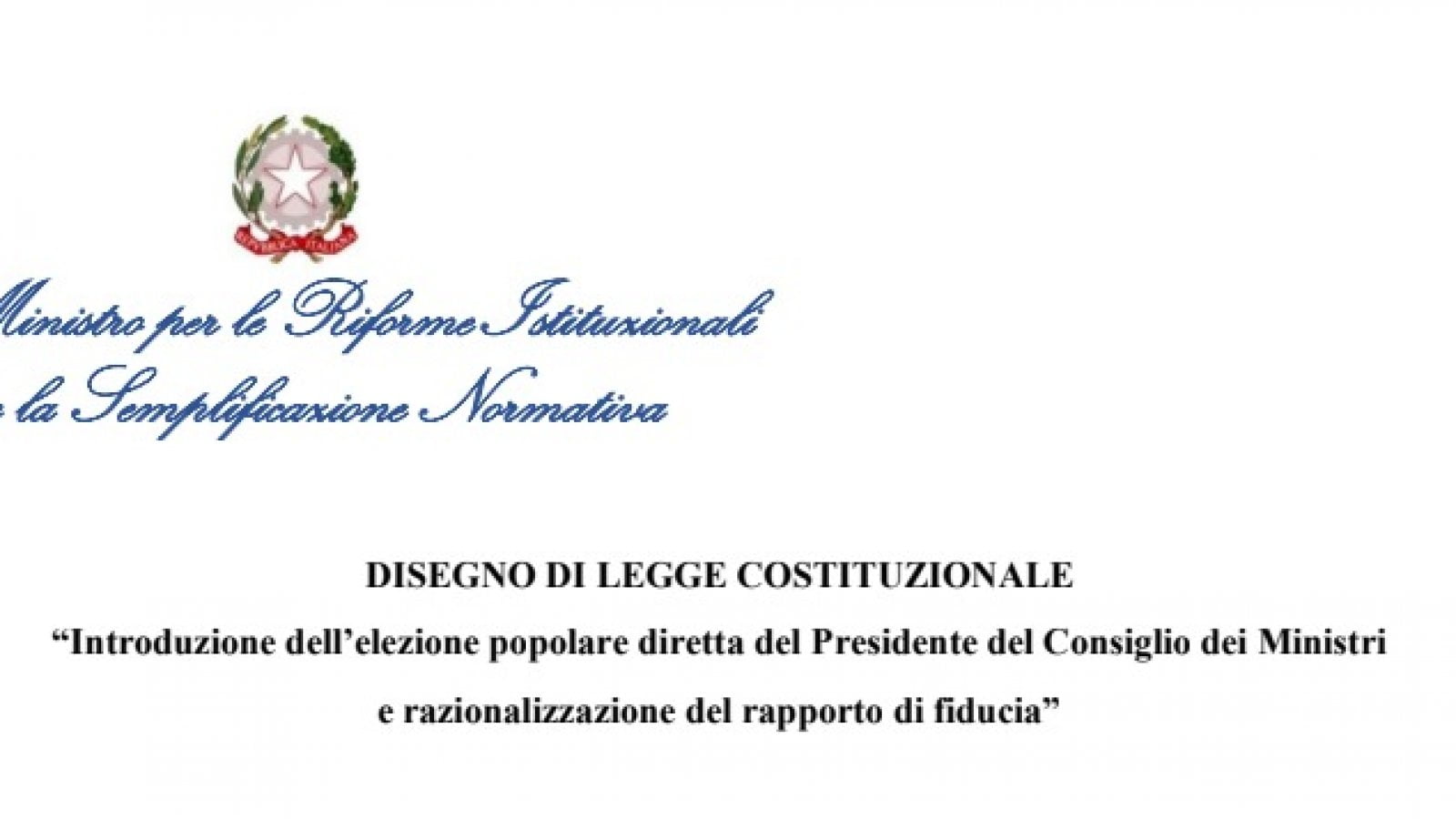 Il testo integrale del disegno di legge costituzionale sul premierato ...