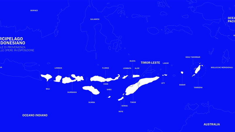 L'arcipelago indonesiano con le isole di provenienza delle opere esposte &copy;FCM/MUSEC, Lugano