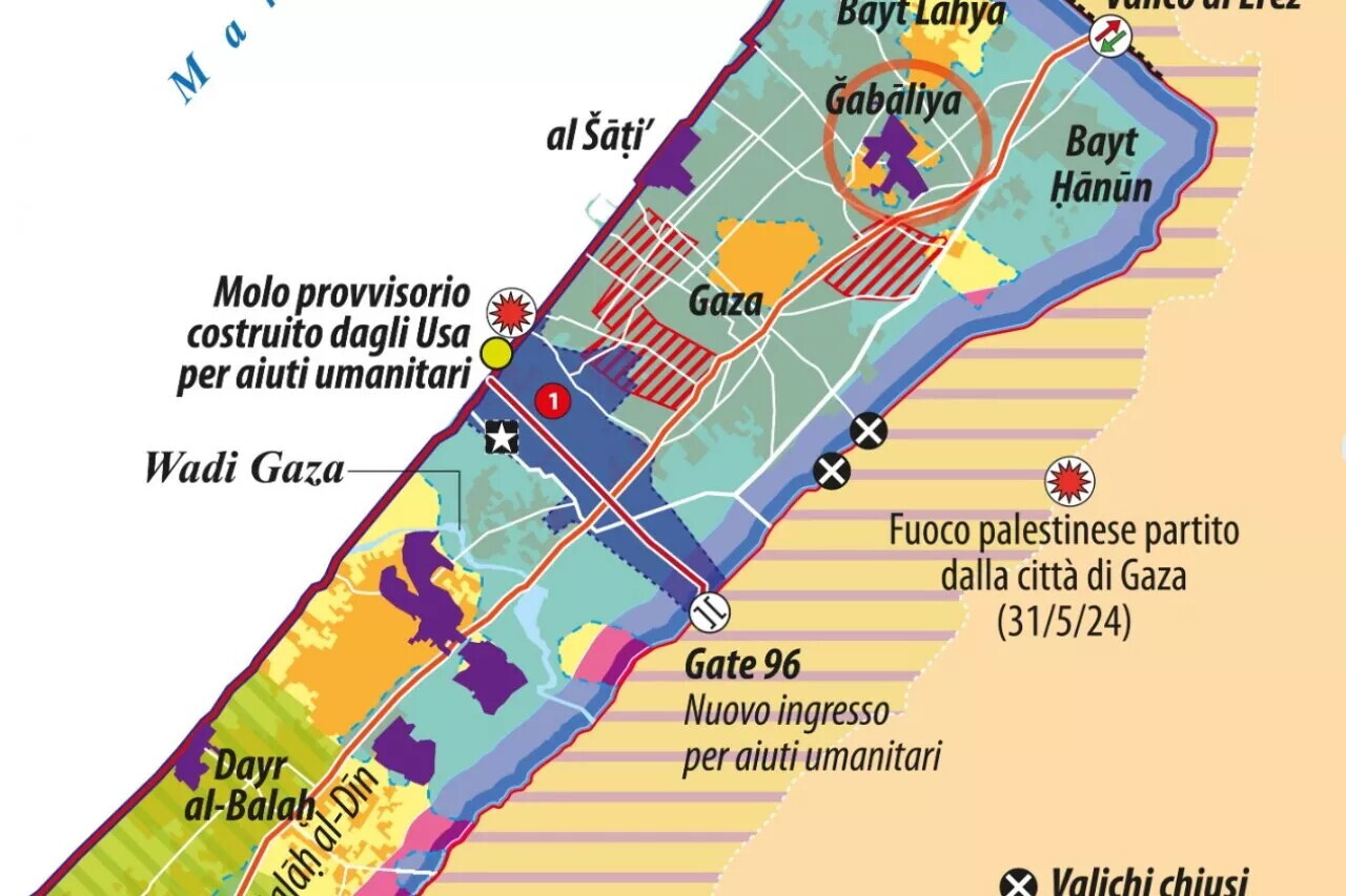 striscia di gaza cartina politica