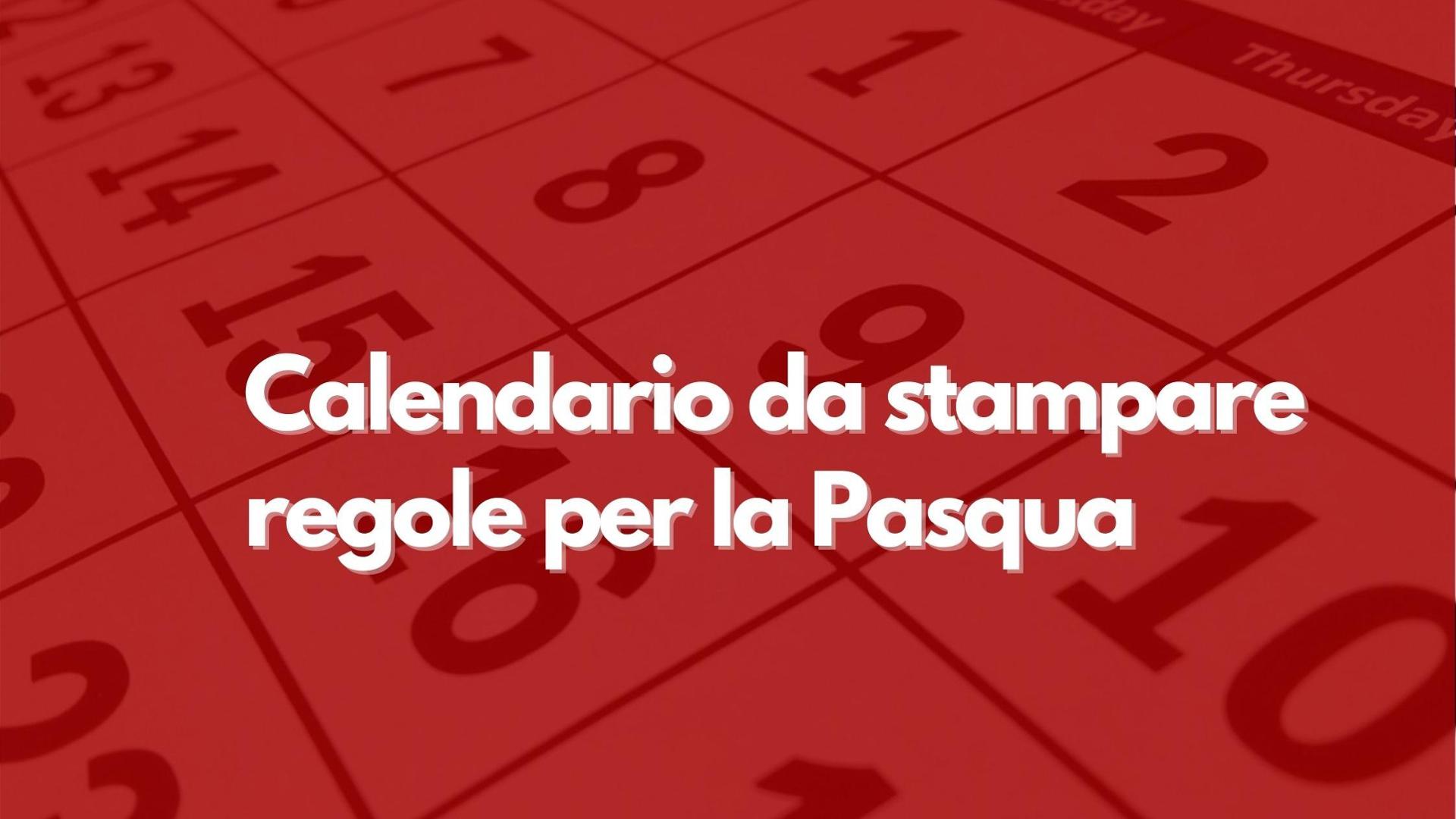 Un calendario con le regole dei prossimi giorni nelle zone rosse e in