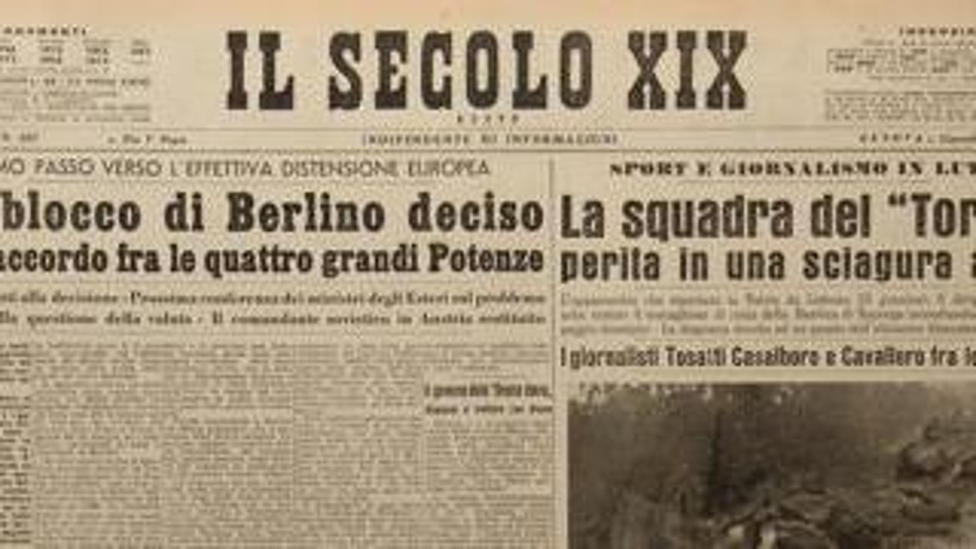 Grande Carte Postale Torino – Hommage Tragédie Superga 1949 – Tampon Spécial 2019