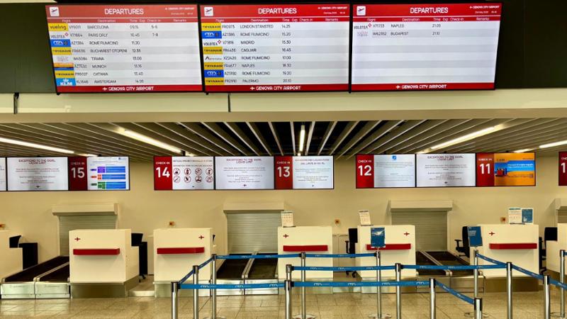 Aeroporto di Genova, attive 9 nuove postazioni check-in nell’area partenze