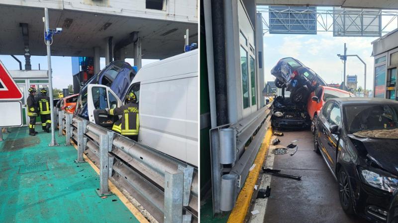 Maxi tamponamento alla barriera di Milano: coinvolte quattro auto e due furgoni, casello A7 chiuso per ore