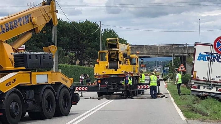 Camion esce di strada e finisce in un campo tra Ghemme e Romagnano ...