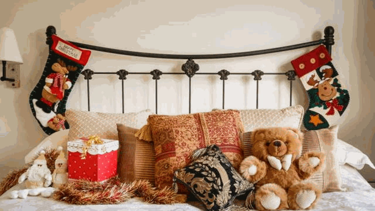 DKD Home Decor Decorazione Natalizia Con Babbo Natale Del Marchio Colore Grigio E Rosa In Legno 42 X 22 X 50 Cm