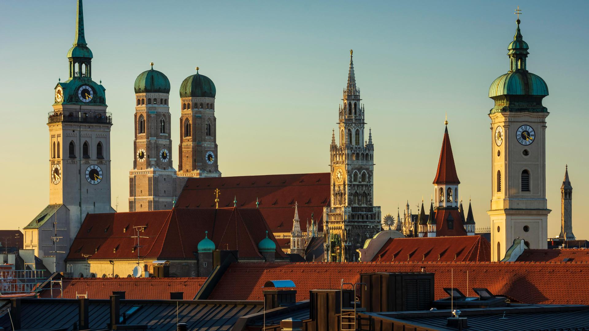 Stampa Su Tela Monaco Di Baviera Marienplatz – Decorazione Quadrata 30x45 Cm