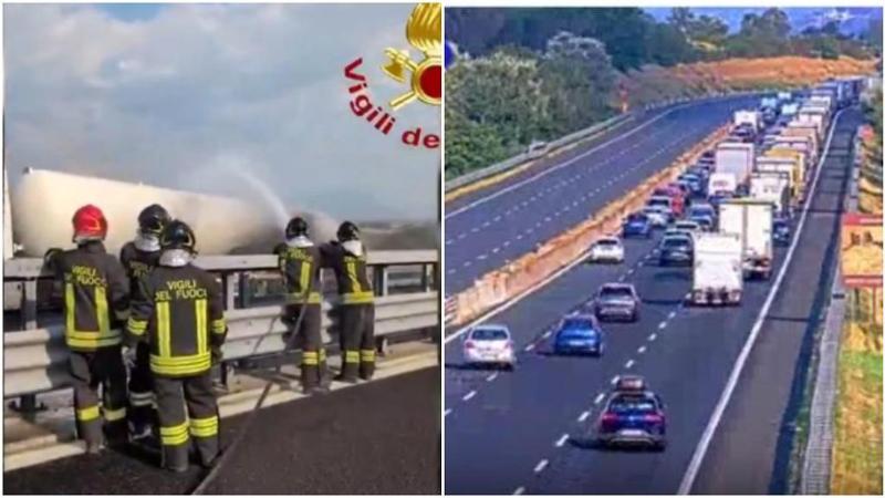 Camion di Gpl a fuoco: A1 bloccata per 40 km, auto in coda per ore ...