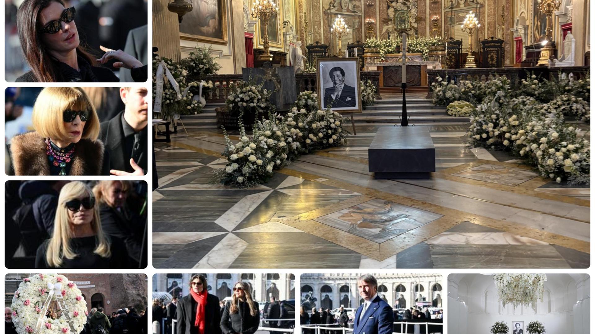 A Roma l&rsquo;ultimo saluto a Valentino: al funerale Anne Hathaway, Anna Wintour e Liz Hurley