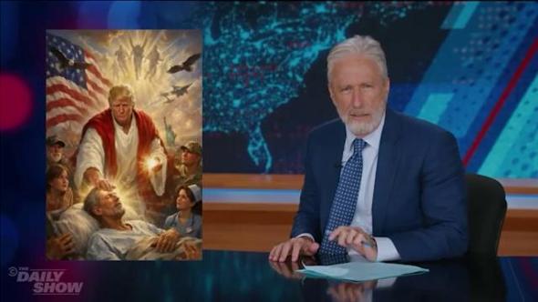 L'esilarante sketch del comico Jon Stewart. Si riconosce nella foto di Trump-Gesù: "Ma io sto bene"?