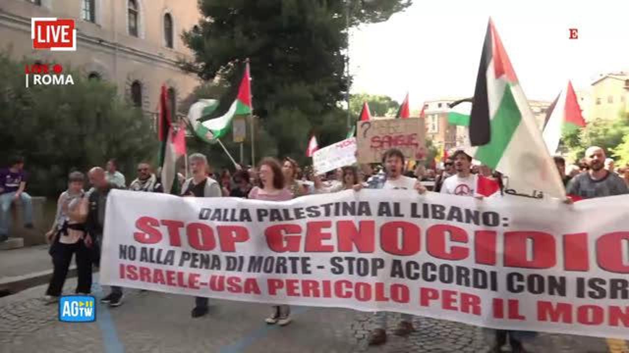 Roma, il corteo per la giornata internazionale dei prigionieri palestinesi - La diretta