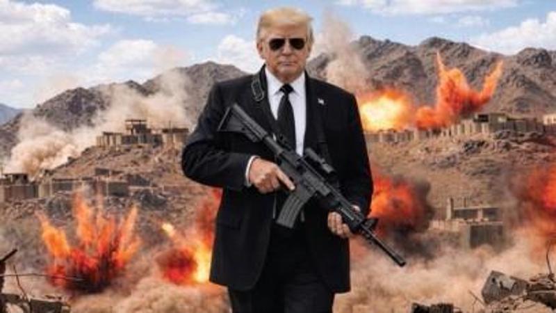 Mitragliatrice ed esplosioni: Trump torna a minacciare Teheran con una foto creata con l’Ai
