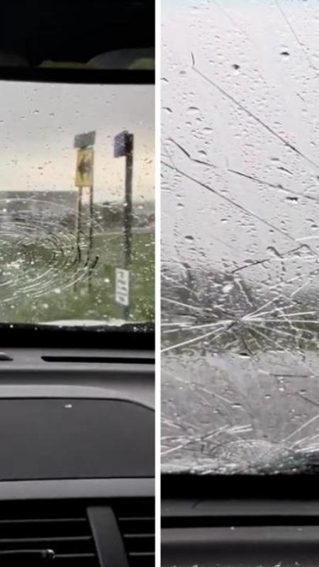 Usa, violenta grandinata in Missouri: i chicchi di ghiaccio rompono il parabrezza dell'auto