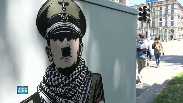 Milano. Compare murale di Hitler con la kefiah sul percorso del corteo Pro Pal
