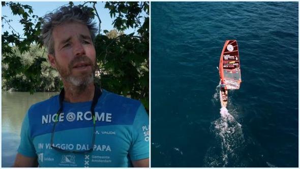 Da Nizza a Roma in windsurf, arriva Merijn Tinga il biologo che sfida la plastica: "E ora dal Papa"
