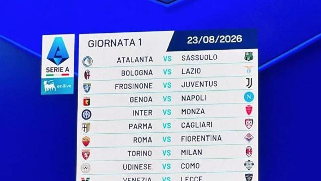 Il calendario della Serie A 2026/27: si comincia con Frosinone-Juve e Toro-Milan