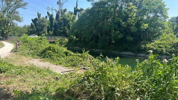 Il punto dove la macchina ha sfondato le protezioni ed è finita in acqua