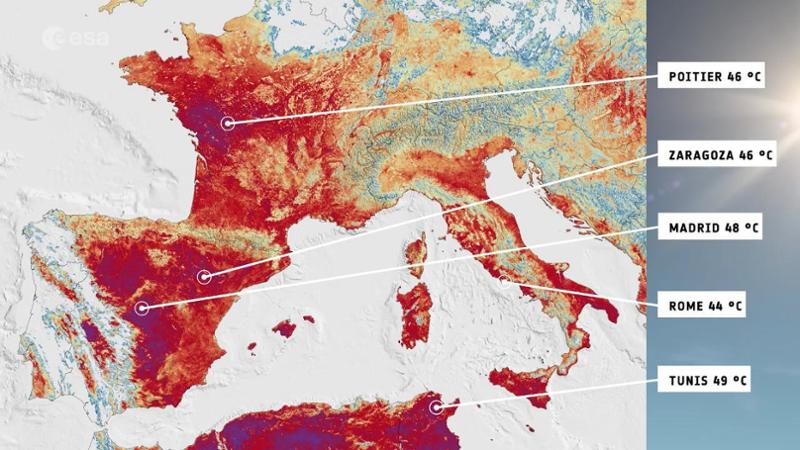 L'Europa vista dallo spazio è rovente: la mappa satellitare fotografata dai satelliti di Copernicus