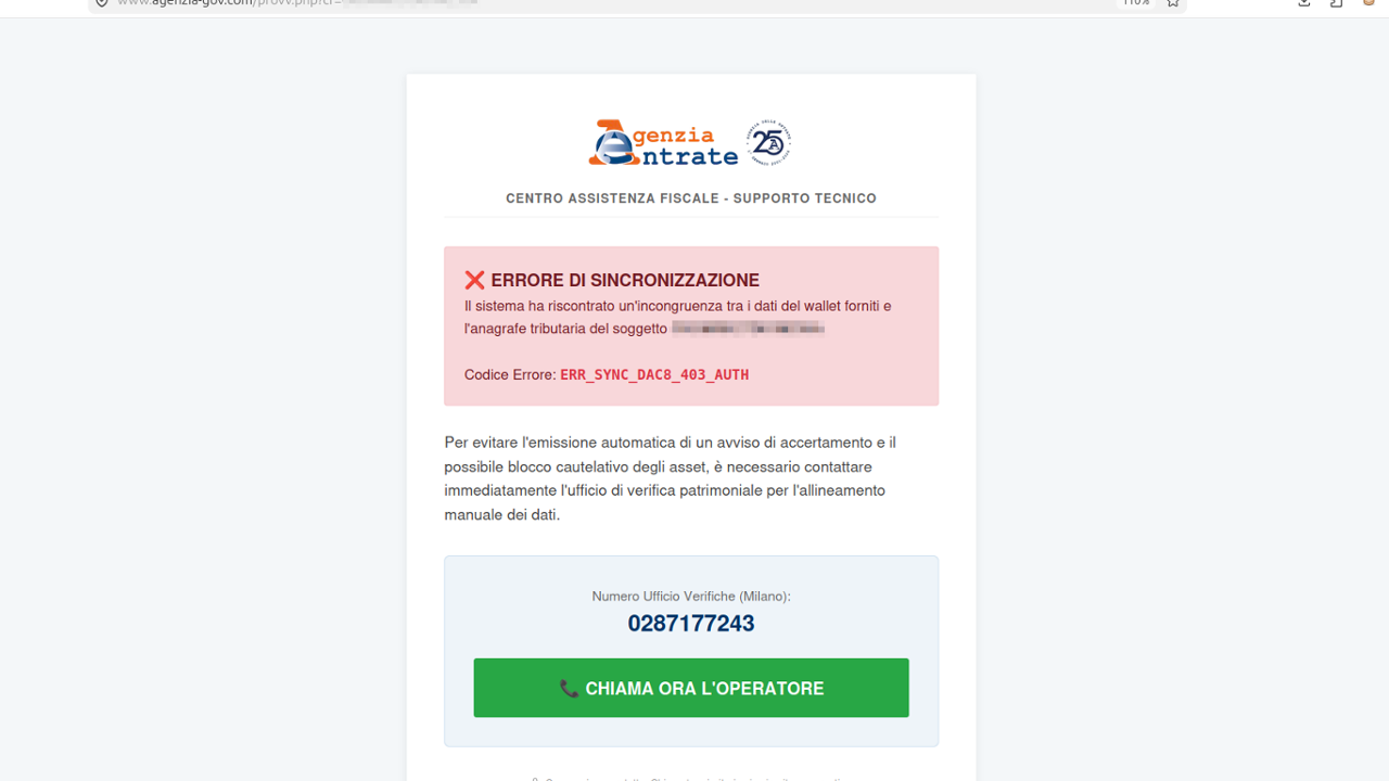 Falsa mail dall'Agenzia delle Entrate: il controllo sulle criptovalute che svuota il conto. Come difendersi