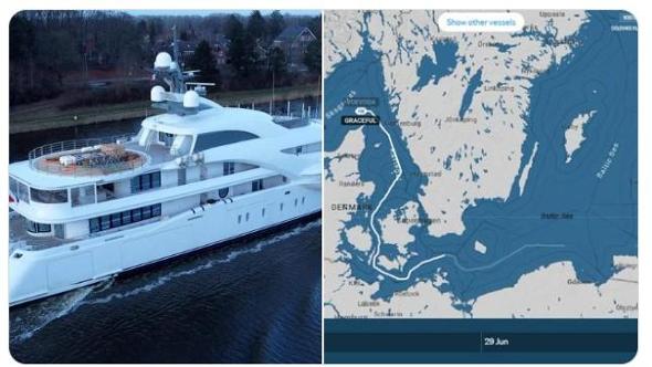 Yacht di Putin riappare al largo della Danimarca