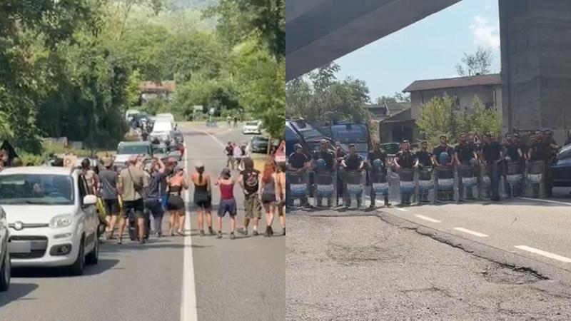 Venaus, l'ultima provocazione dei No tav che bloccano il traffico e dedicano al prefetto "La colita"