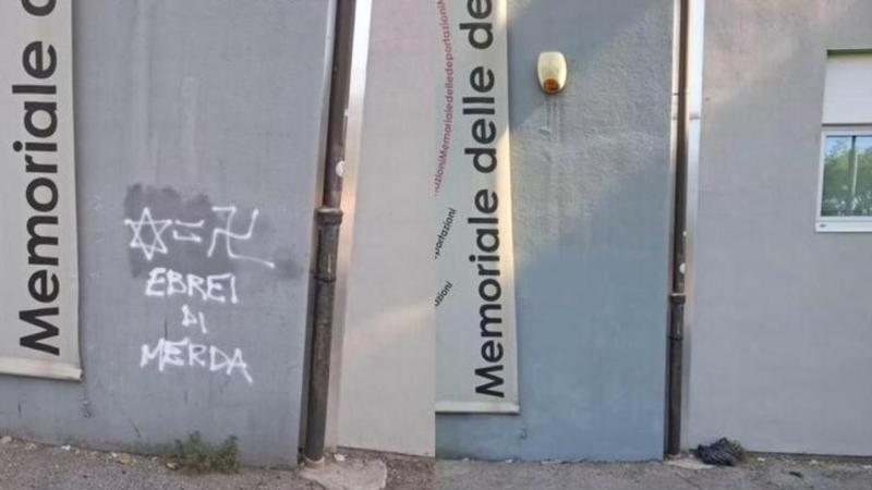 Scritte contro gli ebrei sul Memoriale delle deportazioni di Firenze