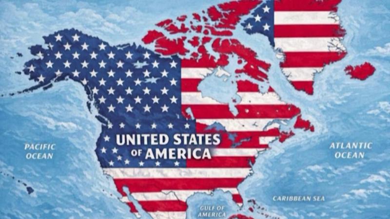 Pubblicata un'immagine di Trump con la bandiera statunitense su diversi Paesi