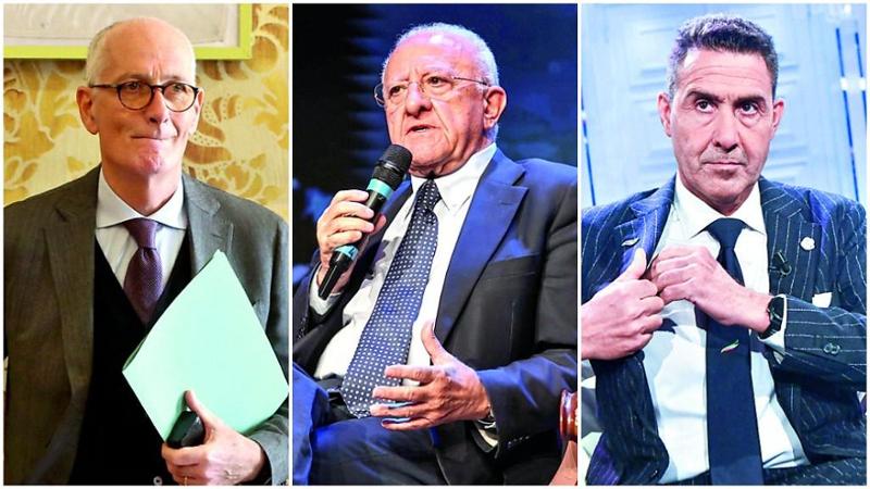 Da sinistra Franco Gabrielli, Vincenzo De Luca e Roberto Vannacci